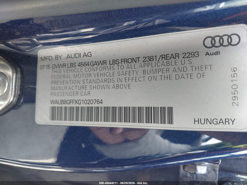 2016 Audi A3 VIN WAUB8GFFXG1020764 IAAI salvage auction — SIDE, Salvage Title, sold $3,000 on 2026-07-20 (photo 9)