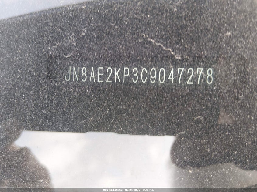 2012 Nissan Quest VIN JN8AE2KP3C9047278 IAAI salvage auction — NORMAL WEAR, Nrc Lienholder Repossession Paperwork (Texas), sold $400 on 2026-07-13 (photo 9)