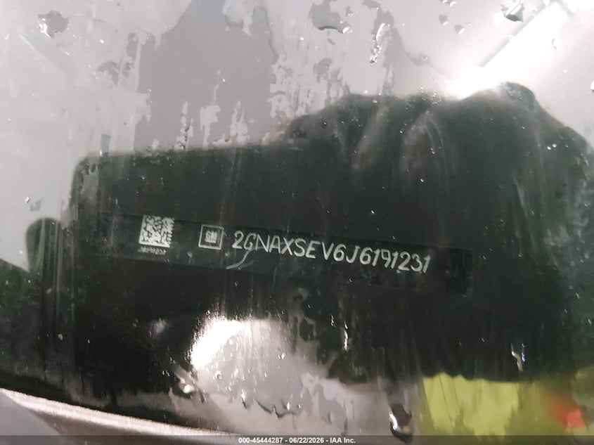 2018 Chevrolet Equinox VIN 2GNAXSEV6J6191231 IAAI salvage auction — FRONT END, Salvage Title, sold $1,400 on 2026-08-02 (photo 9)