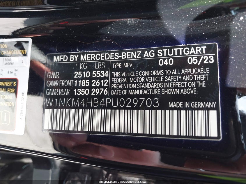 2023 Mercedes-benz Glc VIN W1NKM4HB4PU029703 IAAI salvage auction — LEFT REAR, Salvage Certificate (California), sold $575 on 2026-07-29 (photo 9)