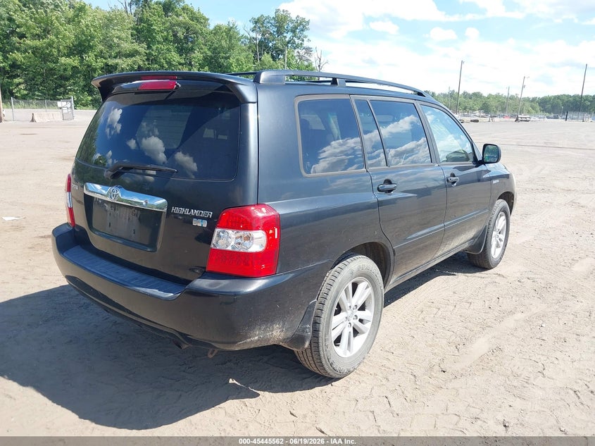 2006 Toyota Highlander hybrid VIN JTEDW21A760006658 IAAI salvage auction — NORMAL WEAR, Clear (Maryland), sold $825 on 2026-07-15 (photo 4)