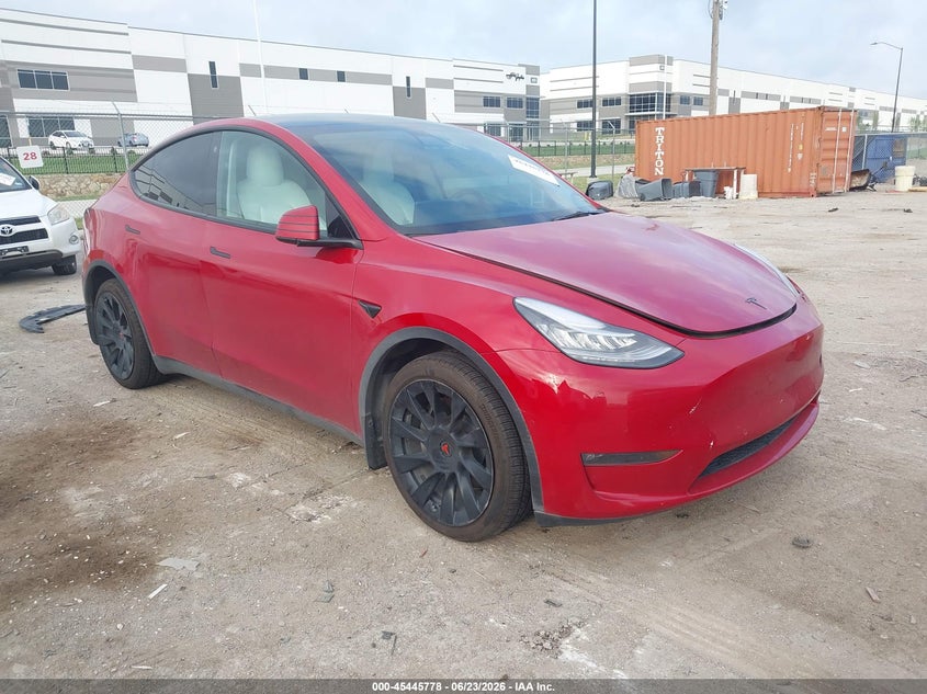2021 Tesla Model y VIN 5YJYGDEE0MF183630 IAAI salvage auction — REAR END, Salvage (Texas), sold $7,600 on 2026-07-22 (photo 1)