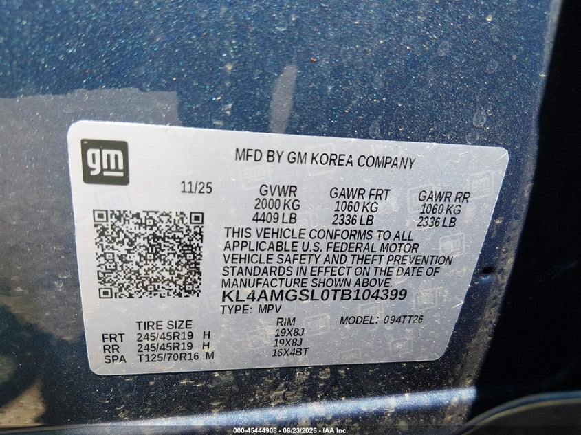 2026 Buick Encore gx VIN KL4AMGSL0TB104399 IAAI salvage auction — ROLLOVER, Salvage Title, sold $25 on 2026-07-31 (photo 9)