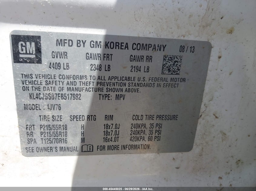 2014 Buick Encore VIN KL4CJGSB7EB517982 IAAI salvage auction — FRONT END, Mv-907A (New York), sold $400 on 2026-07-09 (photo 9)