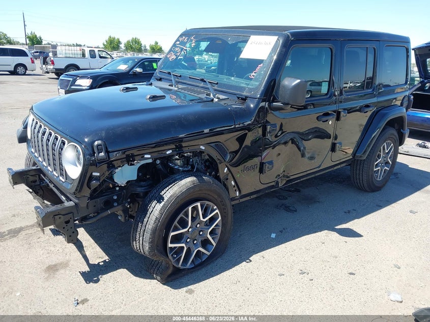 2025 Jeep Wrangler / VIN 1C4PJXEN3SW656721 IAAI salvage auction — LEFT FRONT, Salvage Title, sold $18,100 on 2026-07-29 (photo 2)