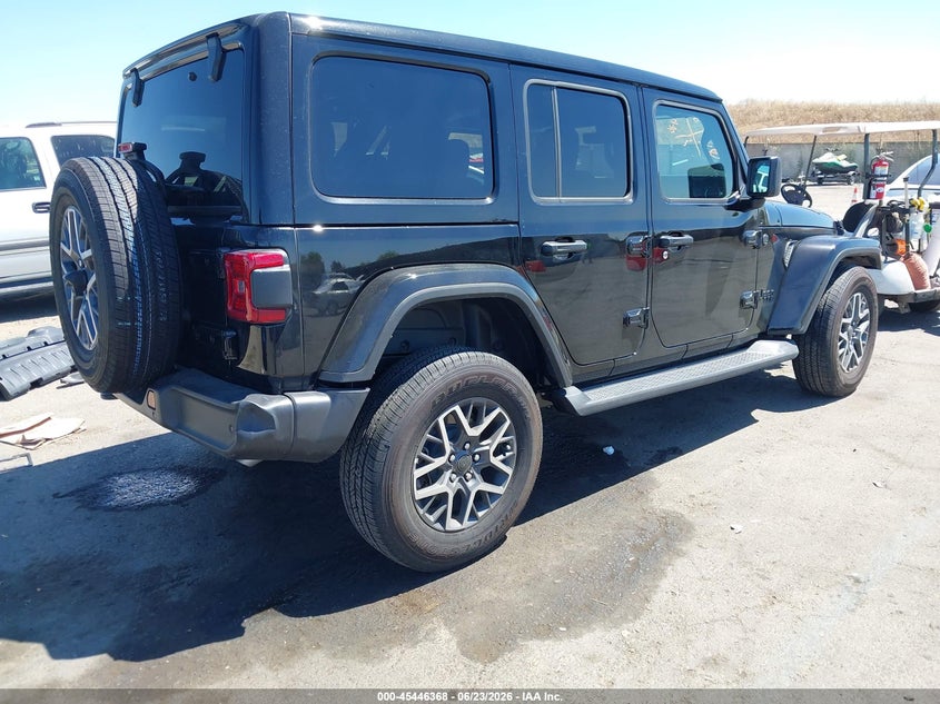 2025 Jeep Wrangler / VIN 1C4PJXEN3SW656721 IAAI salvage auction — LEFT FRONT, Salvage Title, sold $18,100 on 2026-07-29 (photo 4)