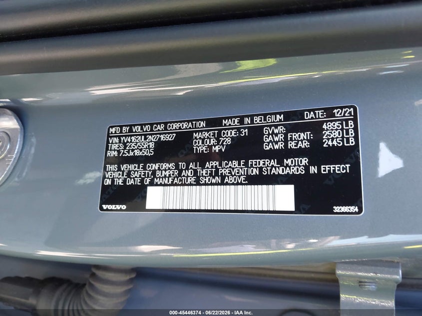 2022 Volvo Xc40 VIN YV4162UL2N2716927 IAAI salvage auction — SIDE, Salvage Title, sold $6,800 on 2026-08-05 (photo 9)