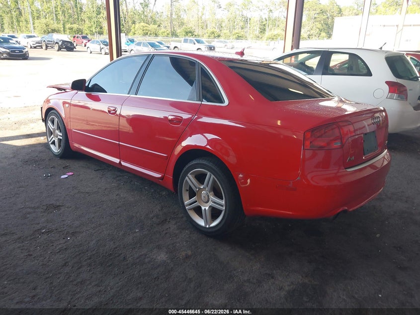 2008 Audi A4 VIN WAUAF78E38A051314 IAAI salvage auction — FRONT END, Rebuildable (Florida), sold $575 on 2026-07-07 (photo 3)