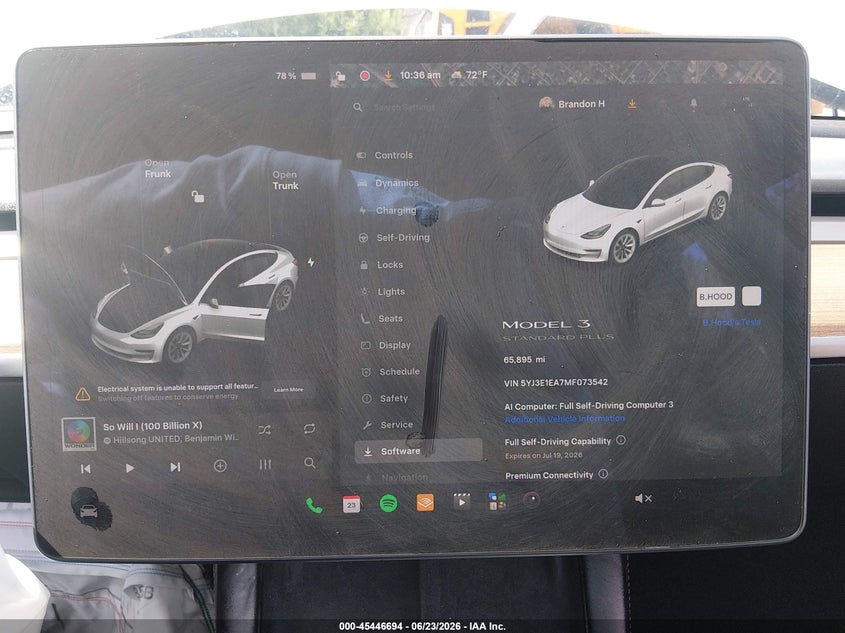 2021 Tesla Model 3 VIN 5YJ3E1EA7MF073542 IAAI salvage auction — FRONT END, Salvage (Kansas), sold $9,150 on 2026-09-02 (photo 7)