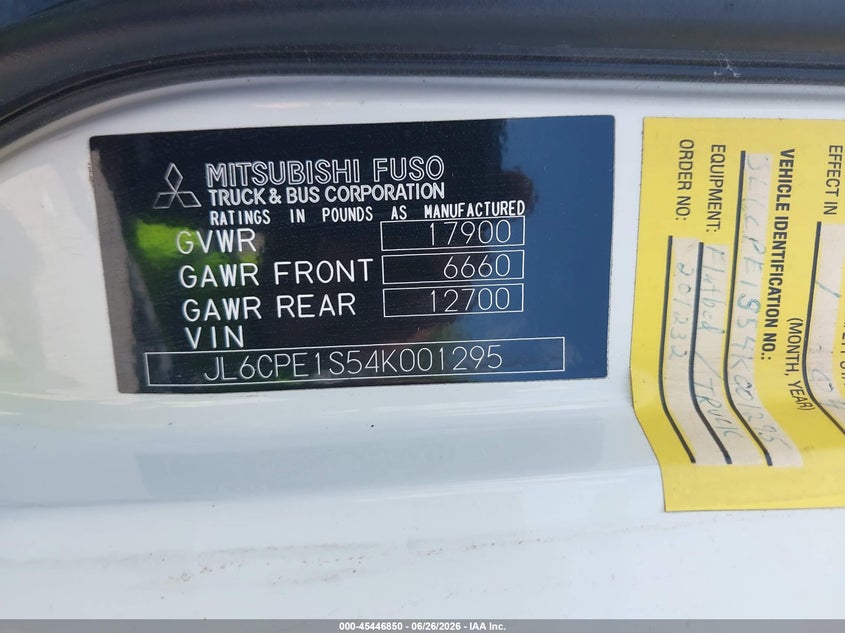 2004 Mitsubishi fuso truck Fh VIN JL6CPE1S54K001295 IAAI salvage auction — REAR END, Original (Texas), sold $5,050 on 2026-07-08 (photo 8)