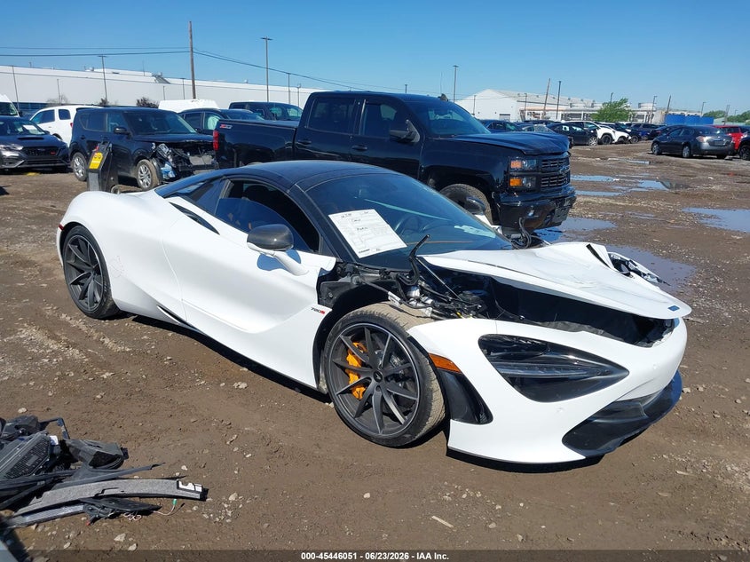2020 Mclaren 720s VIN SBM14FCA1LW004227 IAAI salvage auction — FRONT END, Mv-907A (New York), sold $140,500 on 2026-07-08 (photo 1)