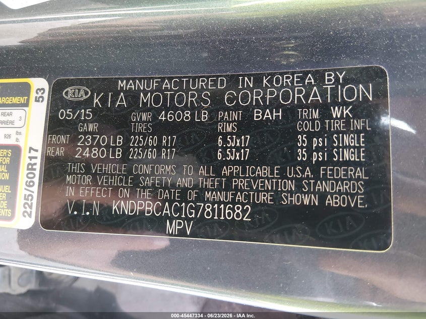 2016 Kia Sportage VIN KNDPBCAC1G7811682 IAAI salvage auction — RIGHT FRONT, Salvage (Maine), sold $850 on 2026-07-31 (photo 9)