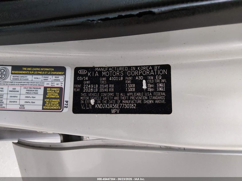 2014 Kia Soul VIN KNDJX3A56E7730182 IAAI salvage auction — FRONT END, Salvage Title, sold $1,250 on 2026-07-22 (photo 9)
