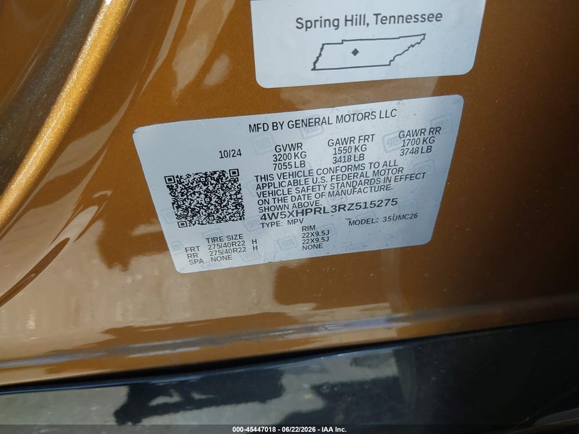2024 Acura Zdx VIN 4W5XHPRL3RZ515275 IAAI salvage auction — LEFT FRONT, Salvage Title, sold $10,100 on 2026-07-24 (photo 9)