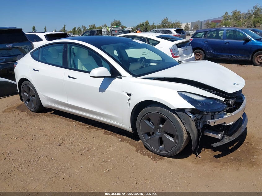 2023 Tesla Model 3 VIN 5YJ3E1EA0PF587009 IAAI salvage auction — FRONT END, Salvage (California), sold $9,400 on 2026-07-20 (photo 1)