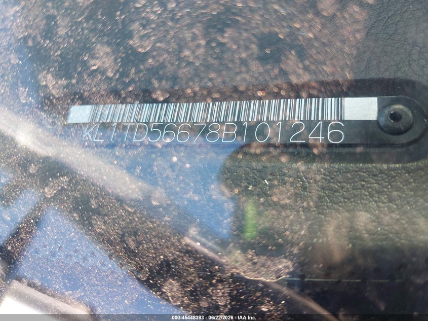 2008 Chevrolet Aveo VIN KL1TD56678B101246 IAAI salvage auction — NORMAL WEAR, Clear (Utah), sold $275 on 2026-07-09 (photo 9)