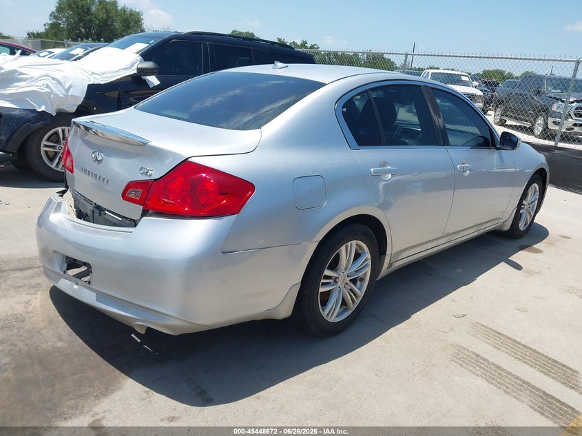 2012 Infiniti G VIN JN1DV6AP0CM811797 IAAI salvage auction — REAR END, Salvage (Texas), sold $25 on 2026-07-16 (photo 4)