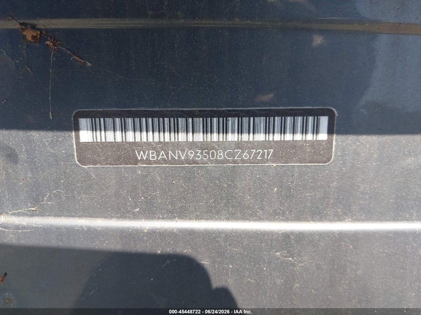 2008 BMW 5 series VIN WBANV93508CZ67217 IAAI salvage auction — NORMAL WEAR, Clear (Florida), sold $25 on 2026-07-27 (photo 9)