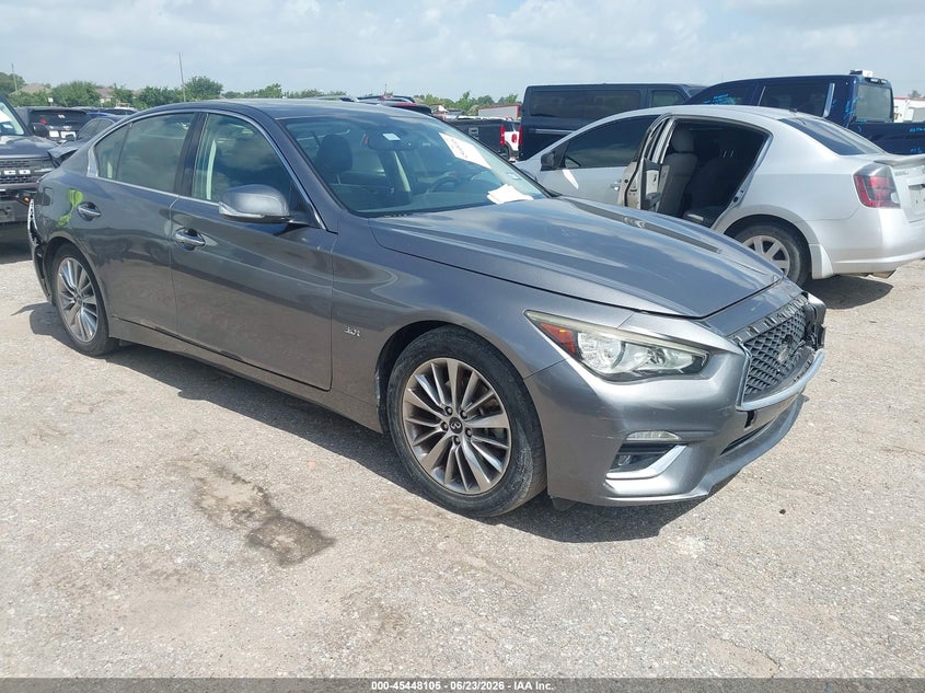 2018 Infiniti Q50 VIN JN1EV7AP3JM364583 IAAI salvage auction — REAR END, Salvage (Texas), sold $2,750 on 2026-07-29 (photo 1)