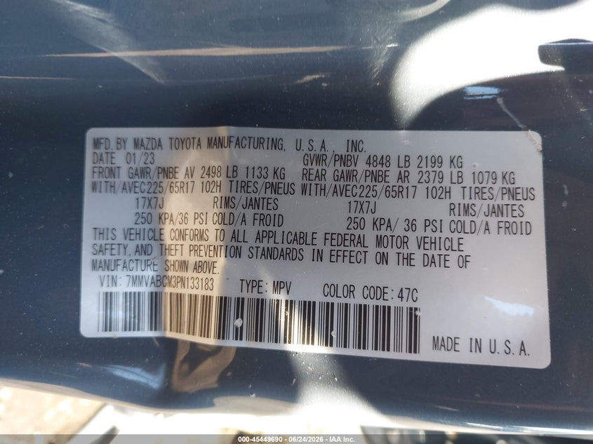 2023 Mazda Cx-50 VIN 7MMVABCM3PN133183 IAAI salvage auction — SIDE, Salvage (Pennsylvania), sold $5,500 on 2026-07-09 (photo 9)