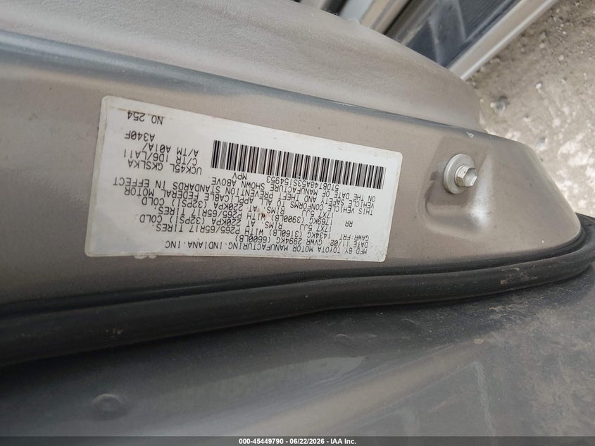 2003 Toyota Sequoia VIN 5TDBT48A53S154953 IAAI salvage auction — REAR END, Bill Of Sale (New York), sold $450 on 2026-07-07 (photo 9)