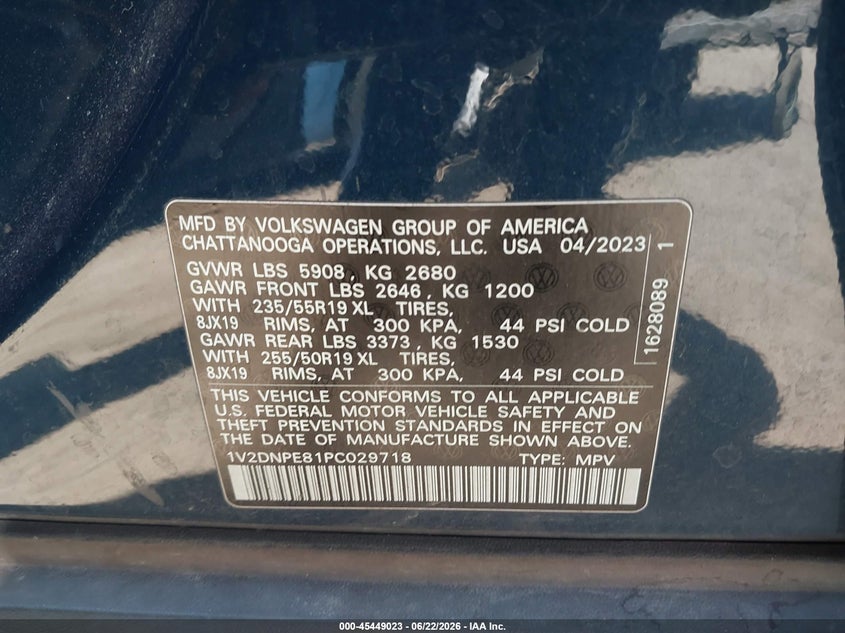 2023 Volkswagen Id.4 VIN 1V2DNPE81PC029718 IAAI salvage auction — RIGHT FRONT, Salvage Title, sold $8,600 on 2026-08-01 (photo 9)