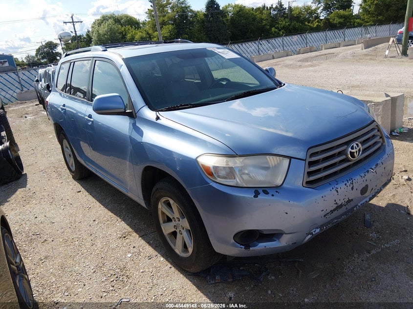 2010 Toyota Highlander VIN 5TDBK3EH8AS015069 IAAI salvage auction — NORMAL WEAR, Clear (Indiana), sold $1,125 on 2026-07-21 (photo 1)