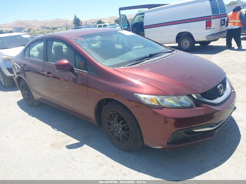 2013 Honda Civic VIN 19XFB2F56DE290776 IAAI salvage auction — NORMAL WEAR, Clear - Dealer Only (California), sold $2,250 on 2026-07-09 (photo 1)