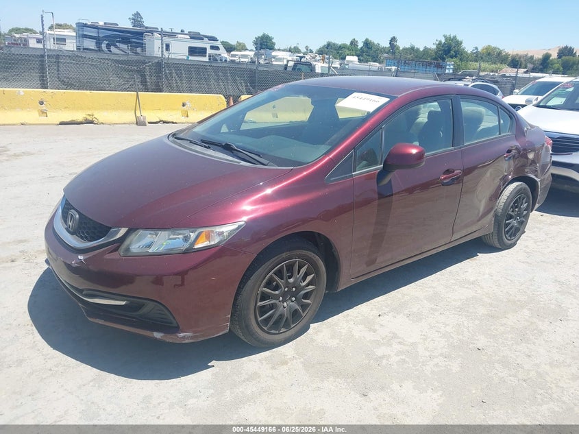 2013 Honda Civic VIN 19XFB2F56DE290776 IAAI salvage auction — NORMAL WEAR, Clear - Dealer Only (California), sold $2,250 on 2026-07-09 (photo 2)