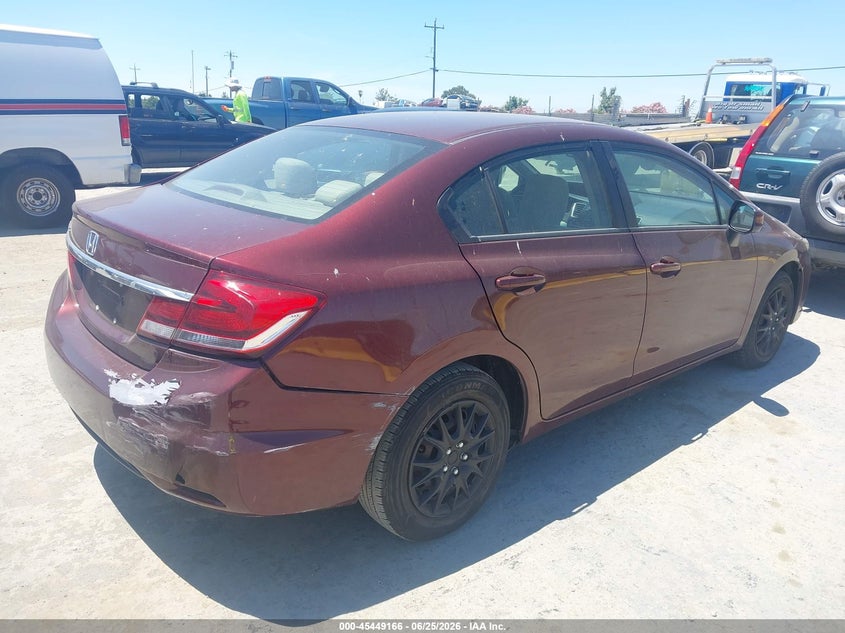 2013 Honda Civic VIN 19XFB2F56DE290776 IAAI salvage auction — NORMAL WEAR, Clear - Dealer Only (California), sold $2,250 on 2026-07-09 (photo 4)