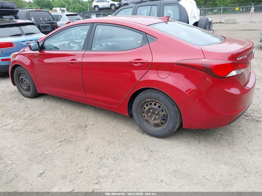 2016 Hyundai Elantra VIN KMHDH4AE4GU606959 IAAI salvage auction — NORMAL WEAR, Clear (Massachusetts), sold $600 on 2026-07-14 (photo 3)