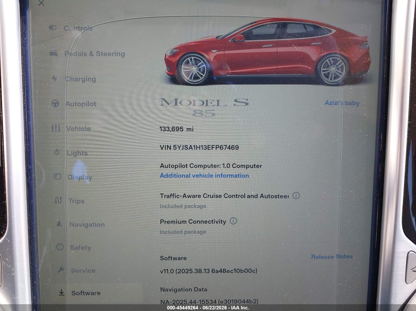 2014 Tesla Model s VIN 5YJSA1H13EFP67469 IAAI salvage auction — FRONT END, Salvage (California), sold $4,050 on 2026-07-23 (photo 7)