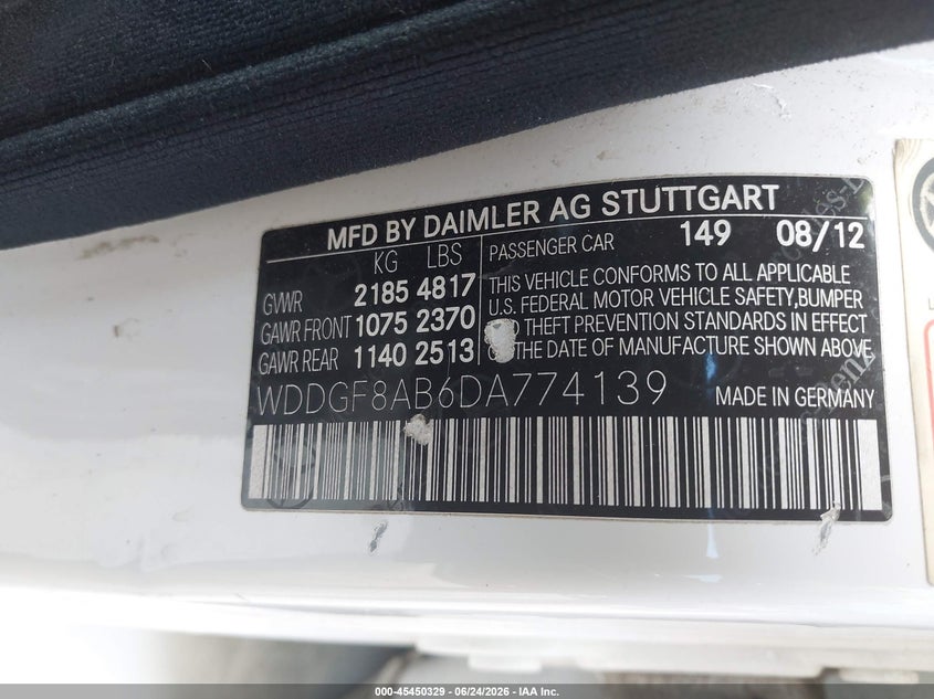 2013 Mercedes-benz C-klasse VIN WDDGF8AB6DA774139 IAAI salvage auction — FRONT END, Salvage (Ohio), sold $775 on 2026-07-27 (photo 9)