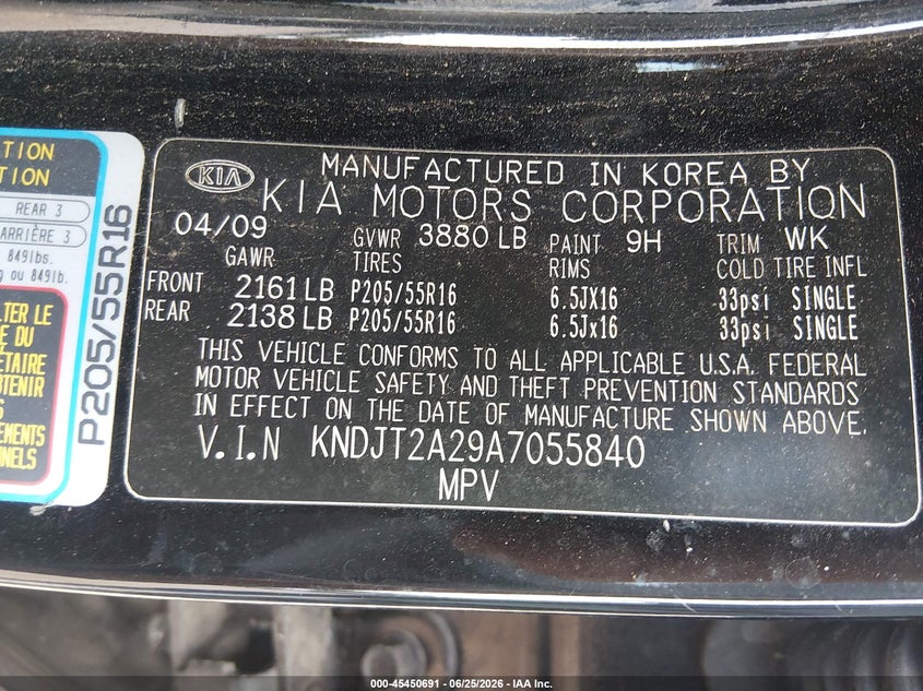 2010 Kia Soul VIN KNDJT2A29A7055840 IAAI salvage auction — FRONT END, Salvage (Pennsylvania), sold $250 on 2026-07-15 (photo 9)