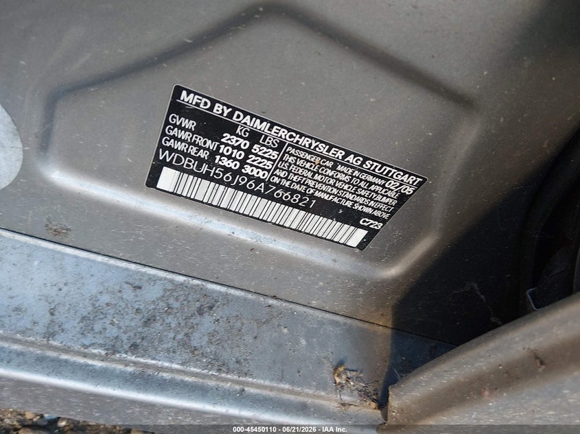 2006 Mercedes-benz E-class VIN WDBUH56J96A766821 IAAI salvage auction — REAR END, Bill Of Sale (New York), sold $450 on 2026-07-07 (photo 9)