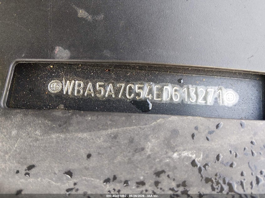 2014 BMW 5er VIN WBA5A7C54ED613271 IAAI salvage auction — FRONT & REAR, Bill Of Sale (New York), sold $700 on 2026-07-14 (photo 9)