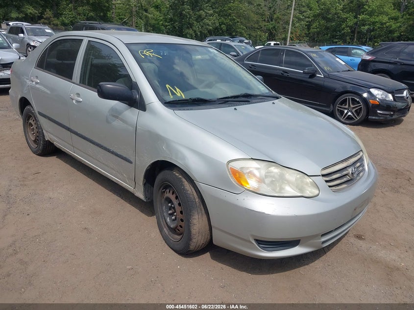 2003 Toyota Corolla VIN JTDBR32E130012493 IAAI salvage auction — NORMAL WEAR, Clear (Virginia), sold $650 on 2026-08-01 (photo 1)