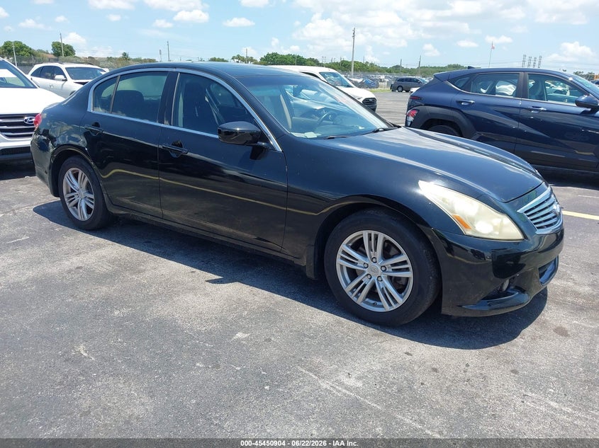 2010 Infiniti G37 VIN JN1CV6AR2AM250027 IAAI salvage auction — LEFT SIDE, Rebuildable (Florida), sold $400 on 2026-07-16 (photo 1)