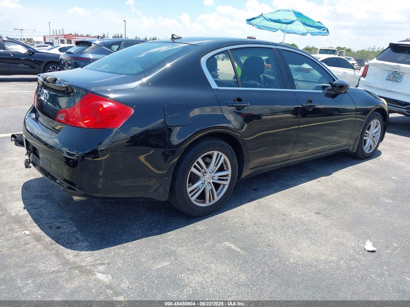2010 Infiniti G37 VIN JN1CV6AR2AM250027 IAAI salvage auction — LEFT SIDE, Rebuildable (Florida), sold $400 on 2026-07-16 (photo 4)