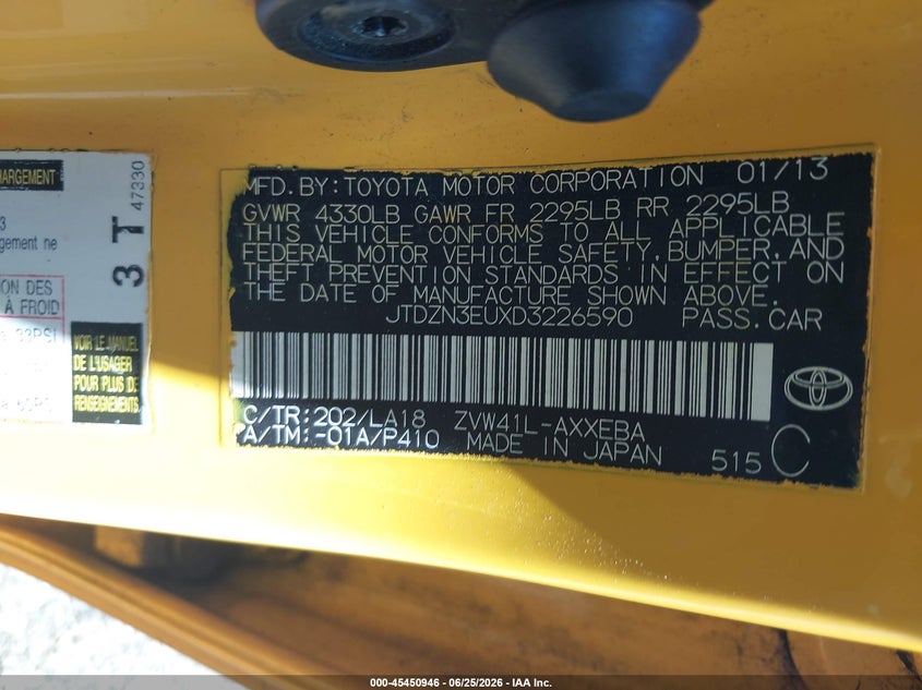 2013 Toyota Prius v VIN JTDZN3EUXD3226590 IAAI salvage auction — NORMAL WEAR, Clear (New York), sold $1,850 on 2026-07-28 (photo 9)