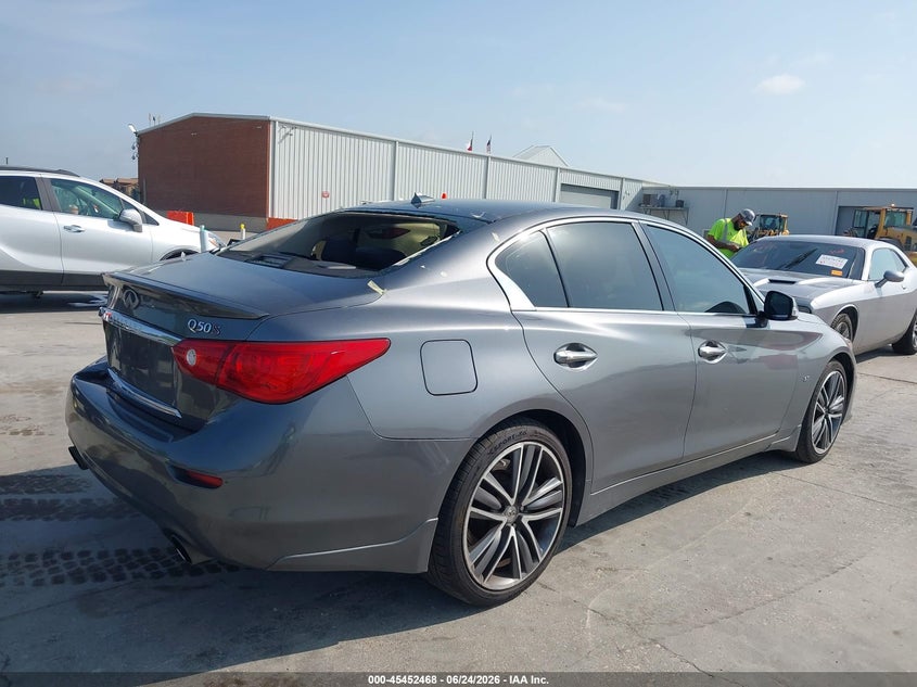 2015 Infiniti Q50 VIN JN1BV7AP7FM347439 IAAI salvage auction — REAR END, Salvage (Texas), sold $2,800 on 2026-07-09 (photo 4)