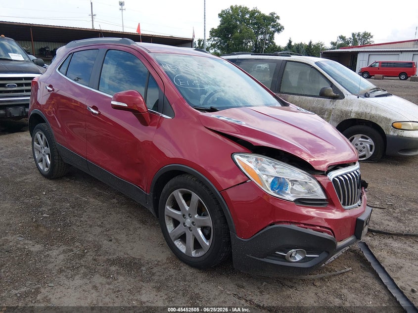 2014 Buick Encore VIN KL4CJCSB4EB774445 IAAI salvage auction — LEFT FRONT, Salvage (Ohio), sold $575 on 2026-07-15 (photo 1)