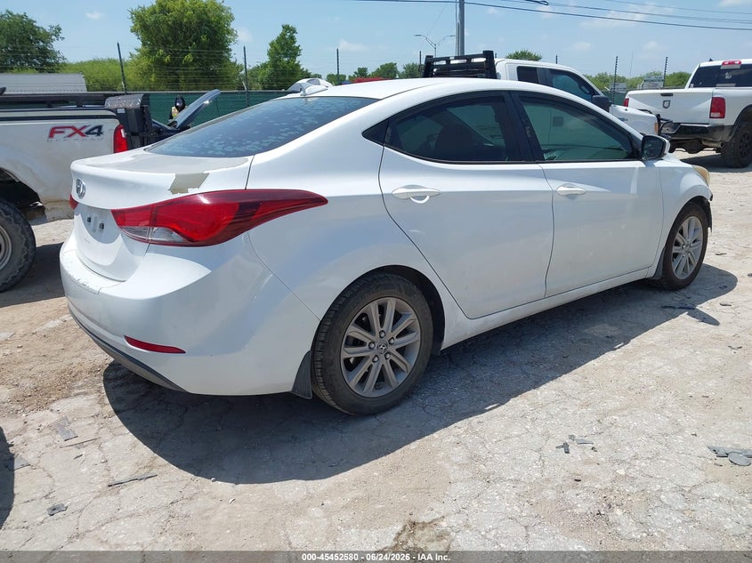 2016 Hyundai Elantra VIN 5NPDH4AE0GH683729 IAAI salvage auction — FRONT END, Original (Texas), sold $2,550 on 2026-08-03 (photo 4)