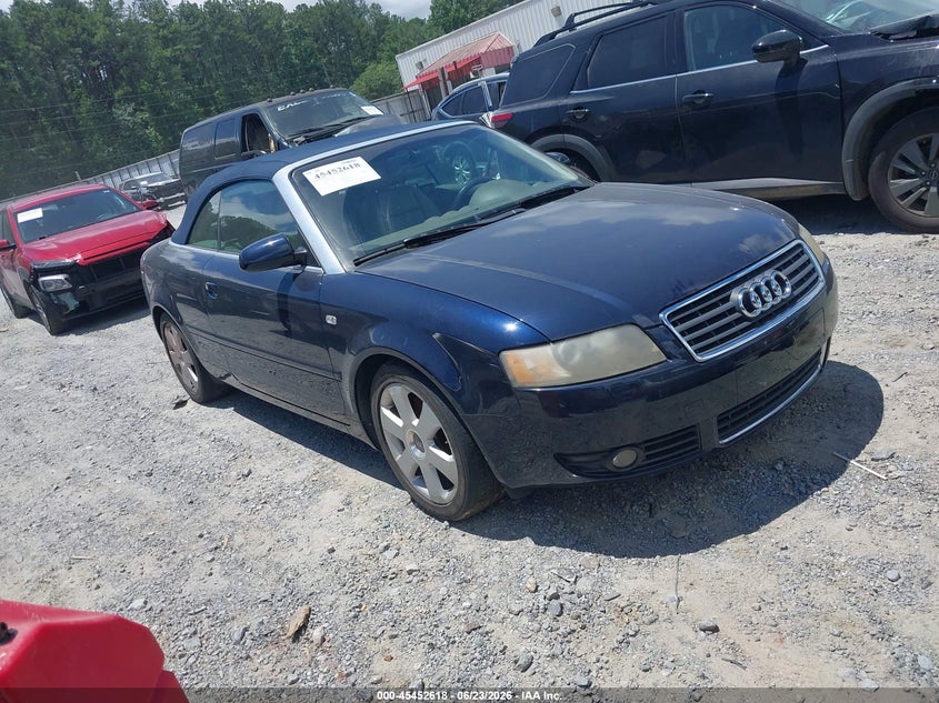 2003 Audi A4 VIN WAUAT48HX3K010909 IAAI salvage auction — NORMAL WEAR, Clear (Georgia), sold $400 on 2026-07-28 (photo 1)