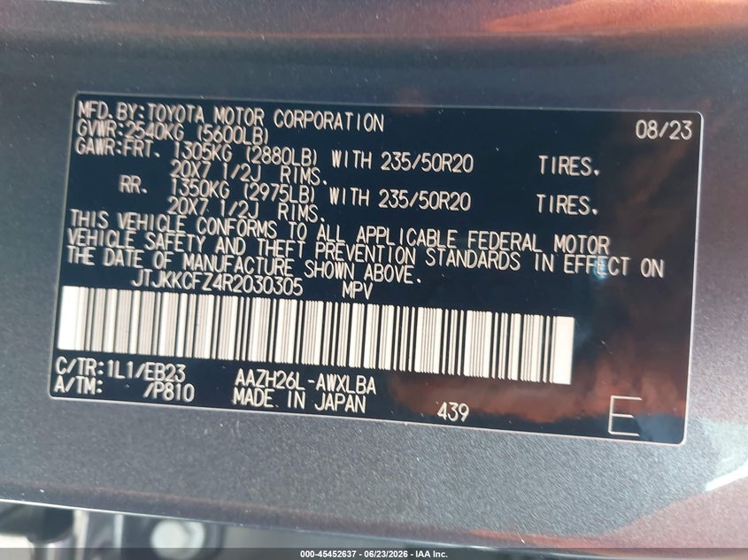 2024 Lexus Nx VIN JTJKKCFZ4R2030305 IAAI salvage auction — SIDE, Rebuildable (Florida), sold $21,000 on 2026-07-20 (photo 9)