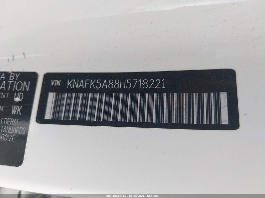 2017 Kia Forte VIN KNAFK5A88H5718221 IAAI salvage auction — FRONT END, Salvage Title, sold $650 on 2026-07-29 (photo 9)
