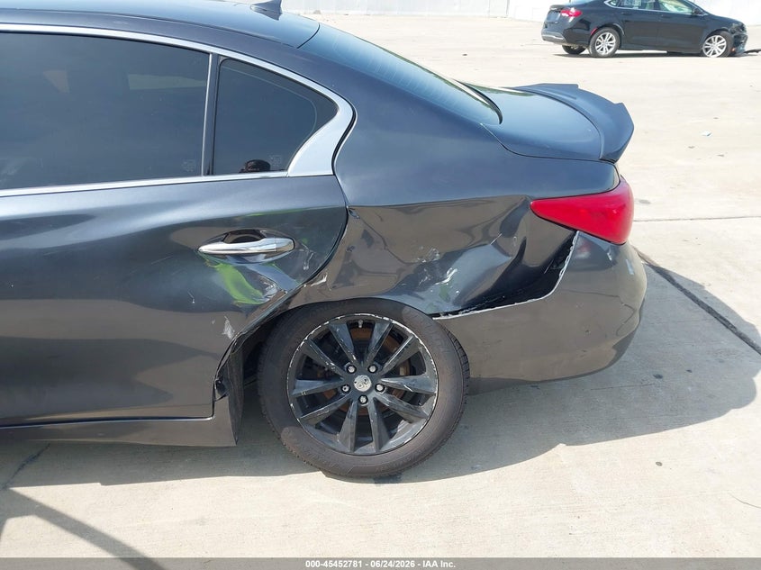 2015 Infiniti Q50 VIN JN1BV7AP7FM337168 IAAI salvage auction — LEFT REAR, Salvage (Texas), sold $3,075 on 2026-07-24 (photo 6)
