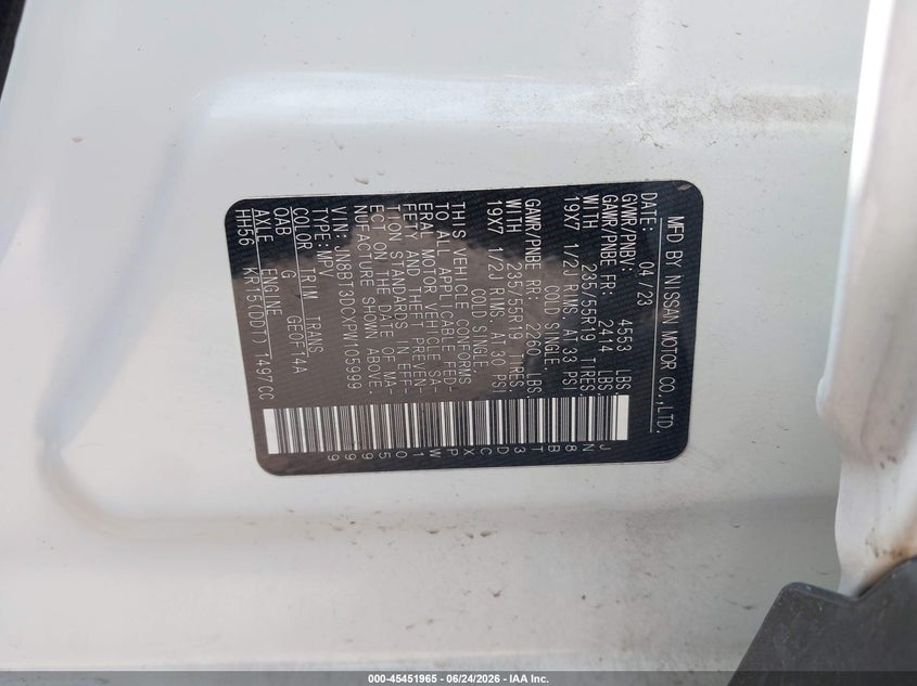 2023 Nissan Rogue VIN JN8BT3DCXPW105999 IAAI salvage auction — ALL OVER, Salvage (Texas), sold $6,900 on 2026-07-09 (photo 9)