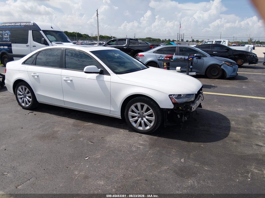 2014 Audi A4 VIN WAUAFAFL2EN018873 IAAI salvage auction — FRONT END, Rebuildable (Florida), sold $2,400 on 2026-07-16 (photo 1)