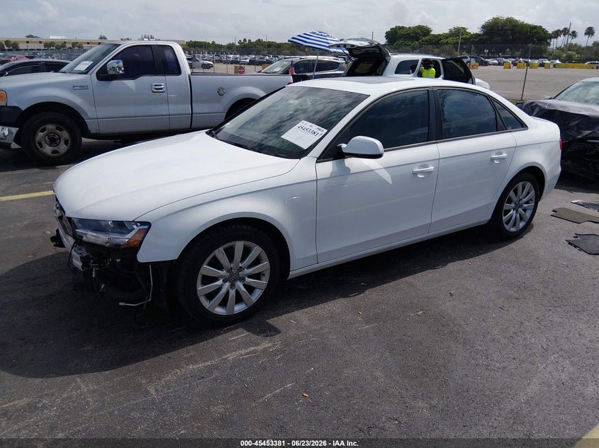 2014 Audi A4 VIN WAUAFAFL2EN018873 IAAI salvage auction — FRONT END, Rebuildable (Florida), sold $2,400 on 2026-07-16 (photo 2)